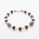 Rudraksha with Oval Om Silver Beads Bracelet
