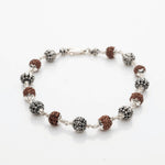 Rudraksha with Flower Silver Beads Bracelet