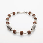 Rudraksha and Cylindrical Silver Beads Bracelet