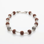 Rudraksha With Om Namah Shivay Silver Beads Bracelet
