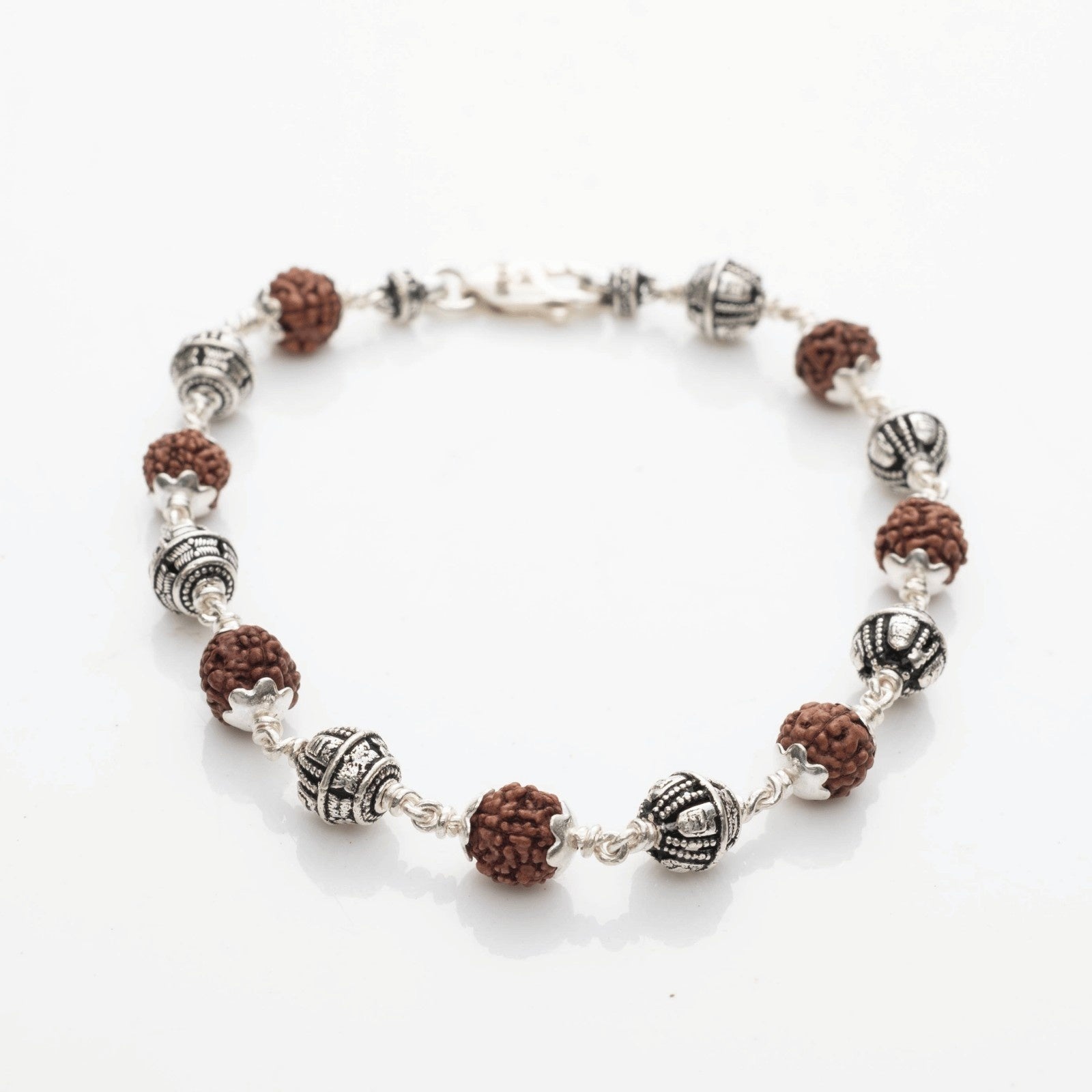 Rudraksha With Shivling Silver Bead Bracelet