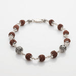 Rudraksha With Om Namah Shivay Beads Silver Bracelet