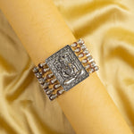 Rudraksha With Om Namah Shivay Silver Six Line Bracelet