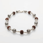 Rudraksha Bracelet with Textured Round Silver Beads