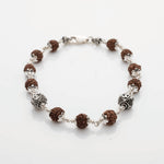 Rudraksha with Hexagon Silver Beads Bracelet