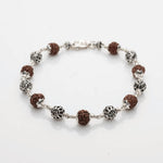Rudraksha with Round Om Silver Beads Bracelet