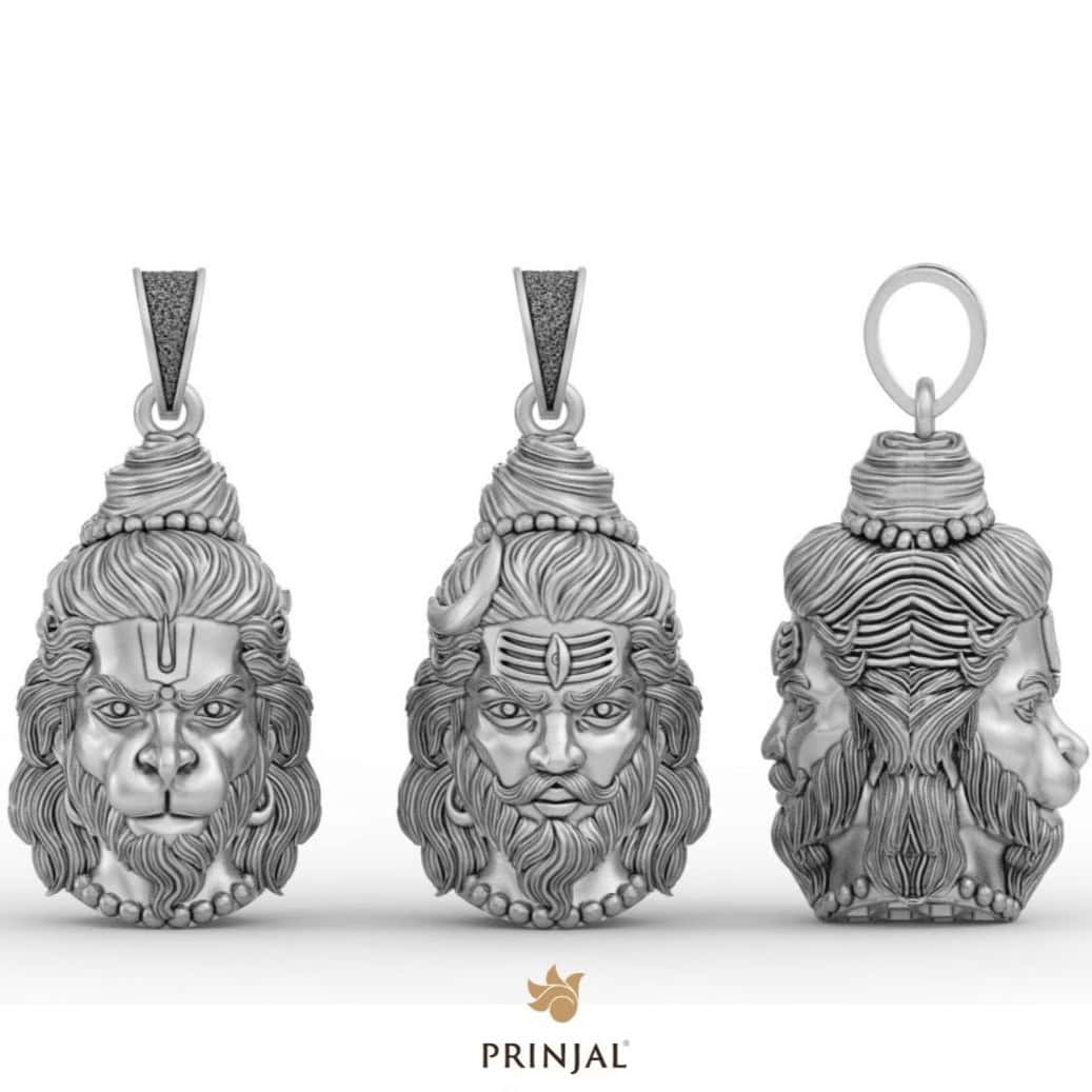 Hanuman With Mahadev Silver Pendant