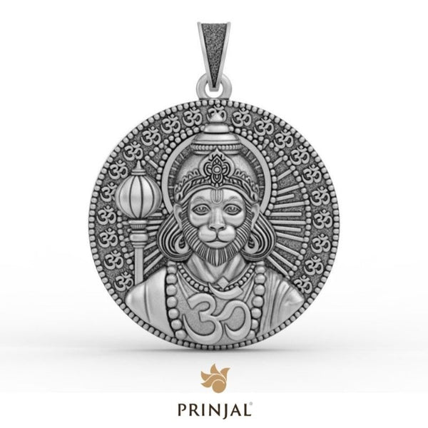 Hanuman ji Om Silver Pendant