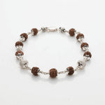 Rudraksha Bracelet with Textured CNC Silver Bead