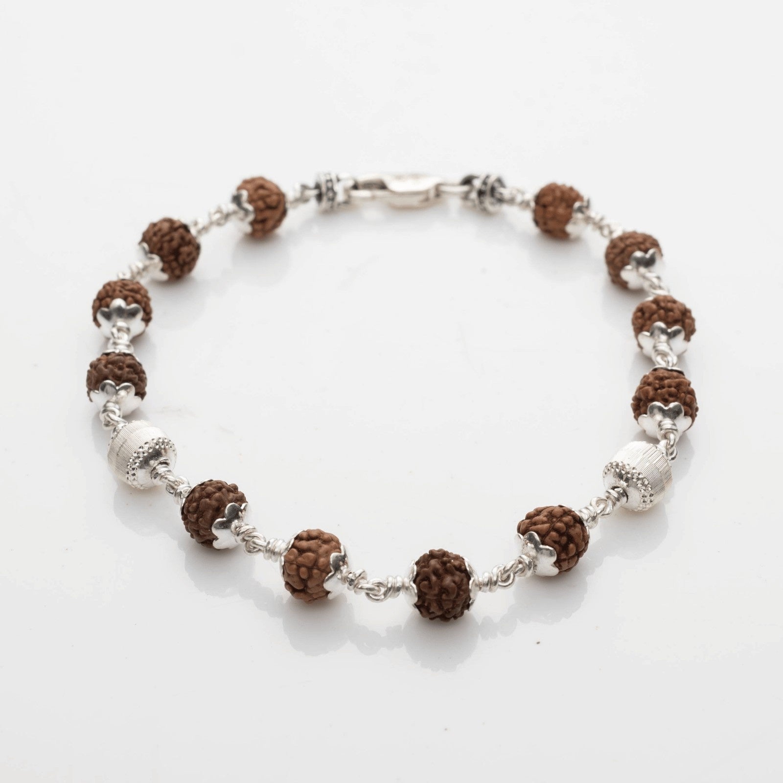 CNC Silver Beads Rudraksha Bracelet