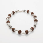 Rudraksha With Silver Oval Filigree Beads Bracelet