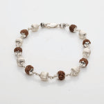 Rudraksha Bracelet with Cylindrical CNC Silver Beads