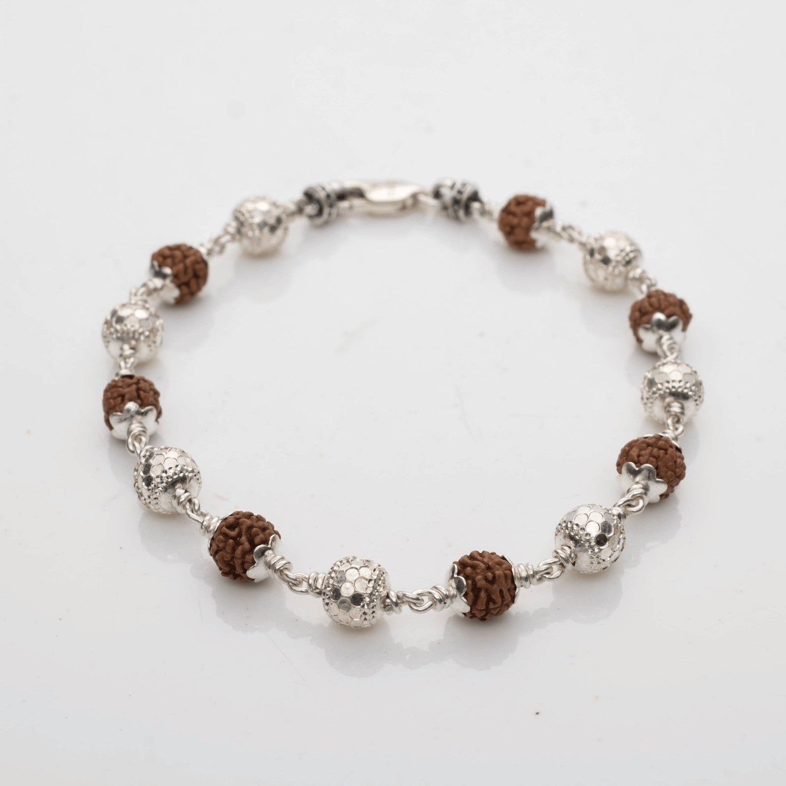 Silver CNC Rudraksha Bracelet