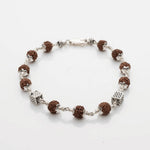 Rudraksha Bracelet with Silver Square Cylinder Bead