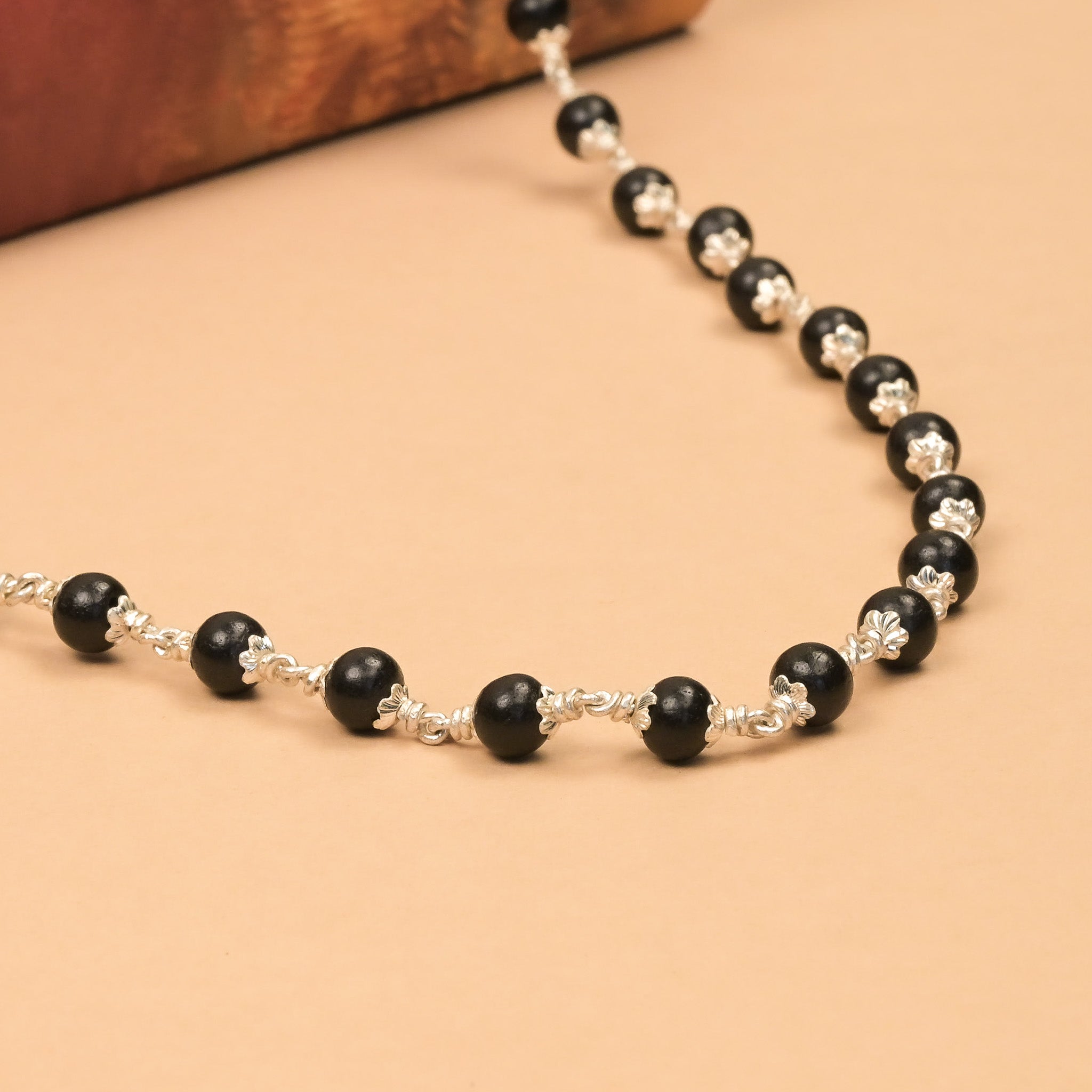 5-6 mm Karungali Beads Silver Mala
