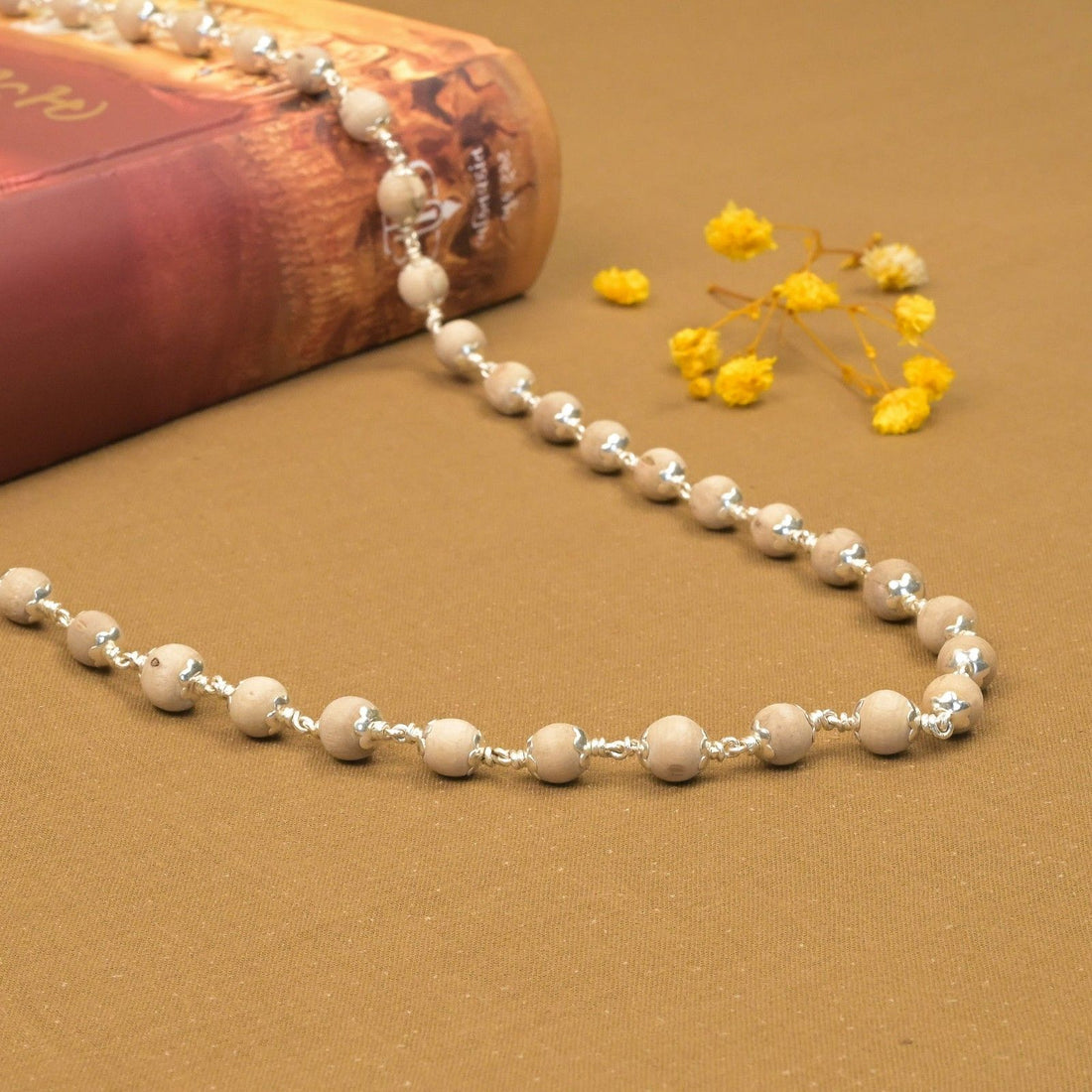 7–8 mm Tulsi Mala with Silver Beads