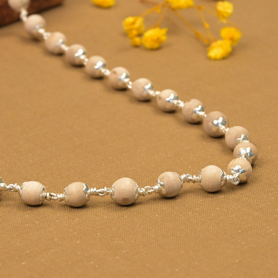 7–8 mm Tulsi Mala with Silver Beads