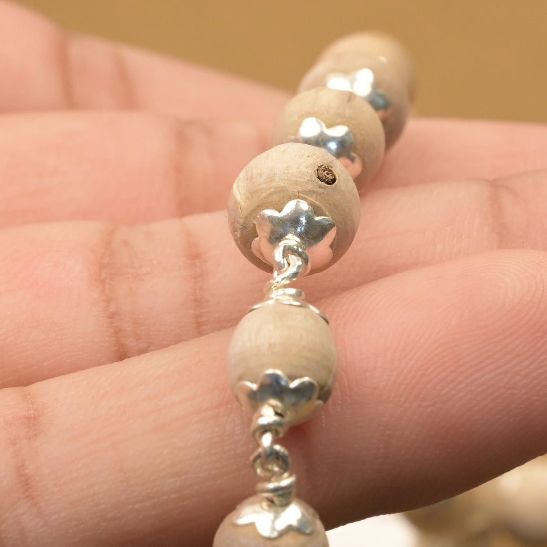 7–8 mm Tulsi Mala with Silver Beads