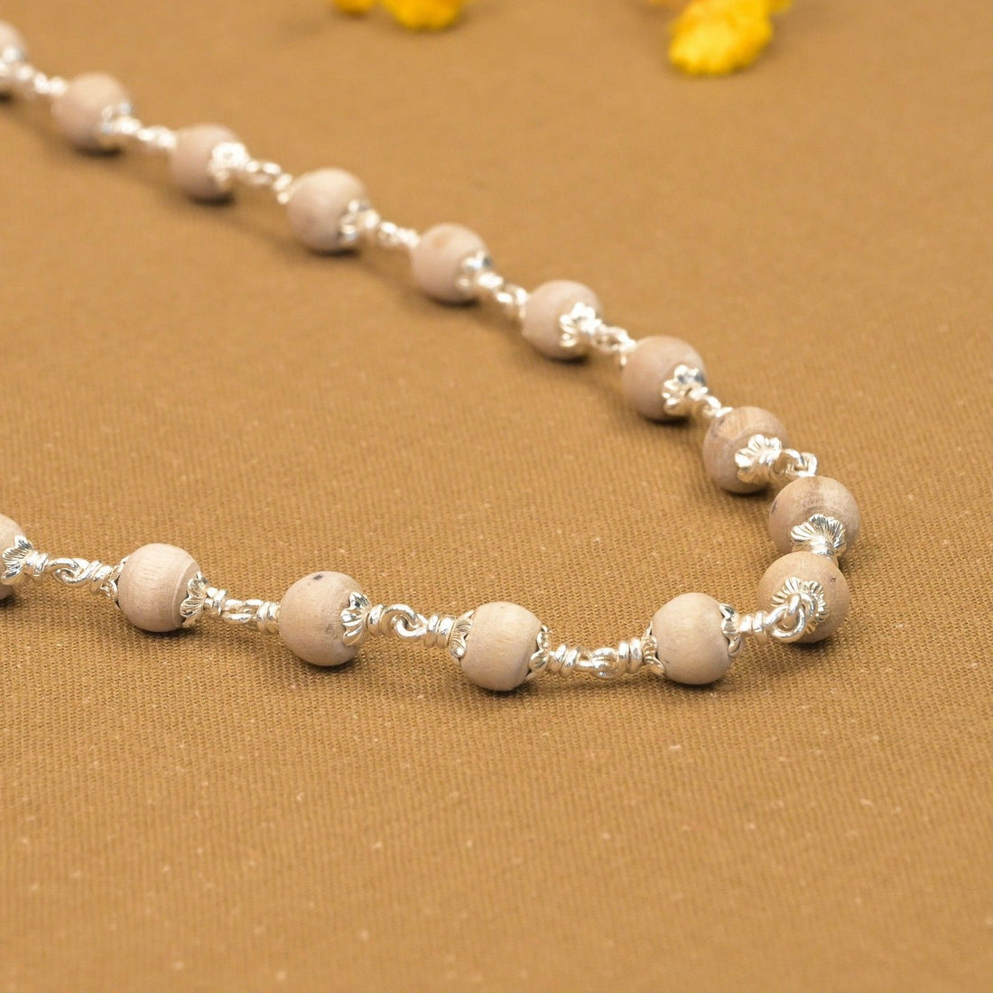 5-6 mm Tulsi Beads Silver Mala