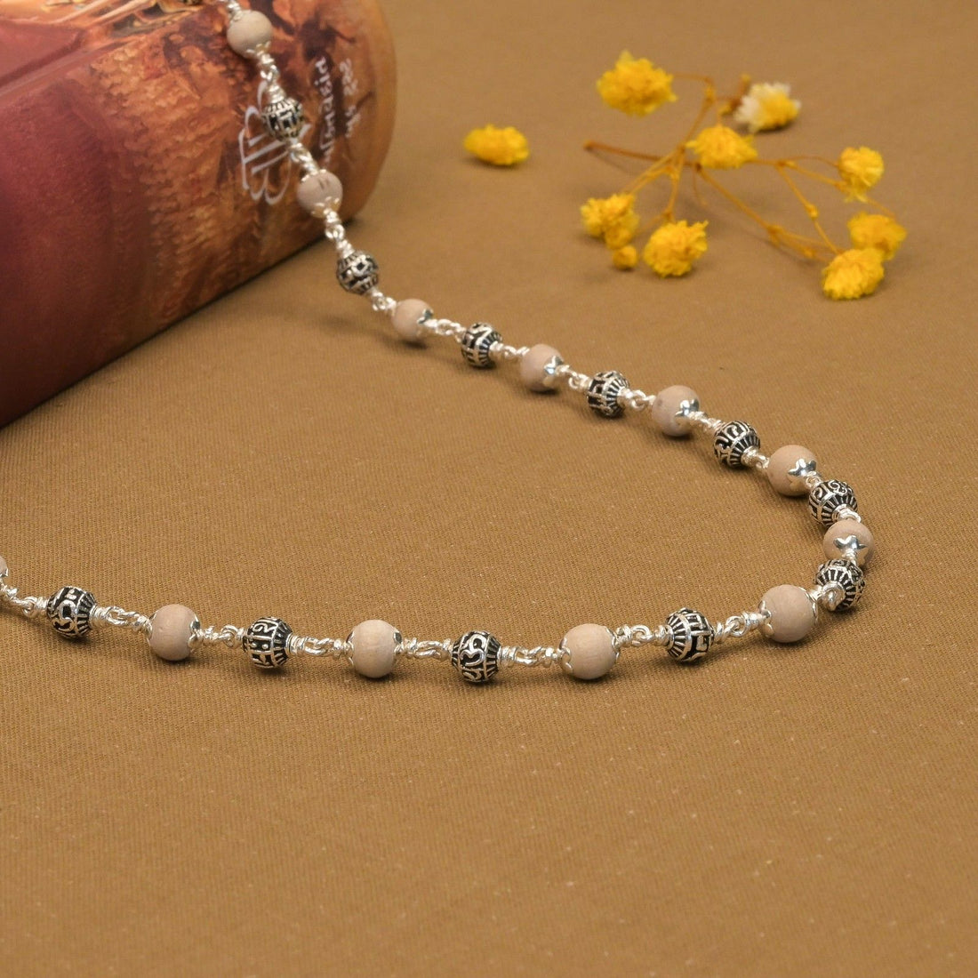 Tulsi Mala with Om Namah Shivay Silver Beads