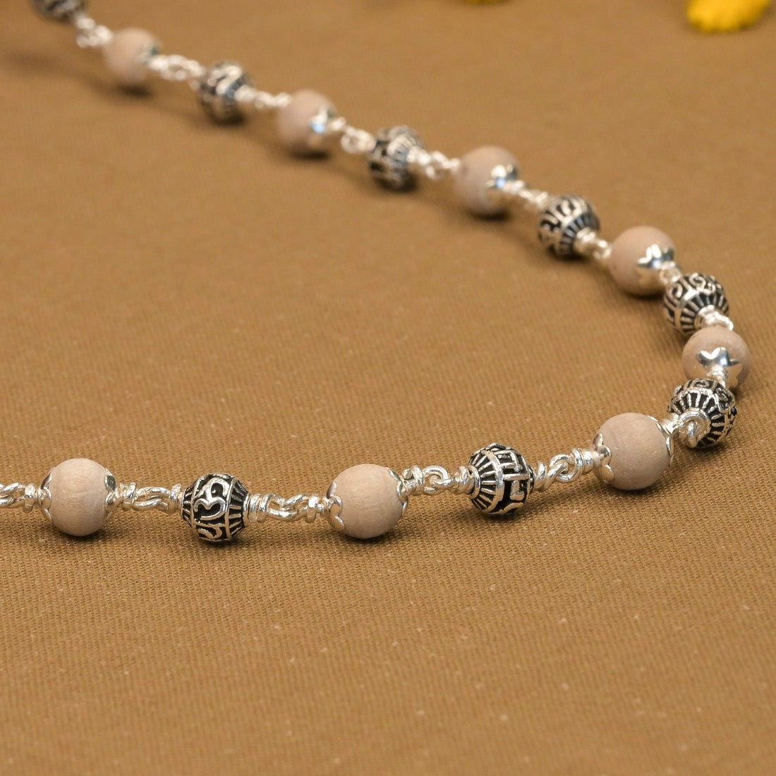 Tulsi Mala with Om Namah Shivay Silver Beads