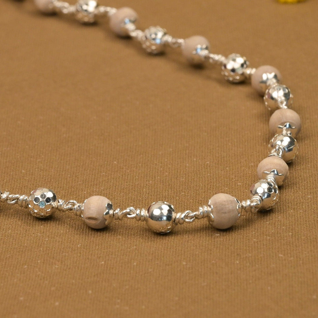 Tulsi Mala CNC Silver Beads 5–6 mm