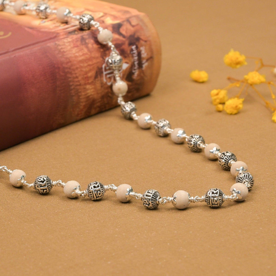 Tulsi With Shree Hari Silver Beads Mala