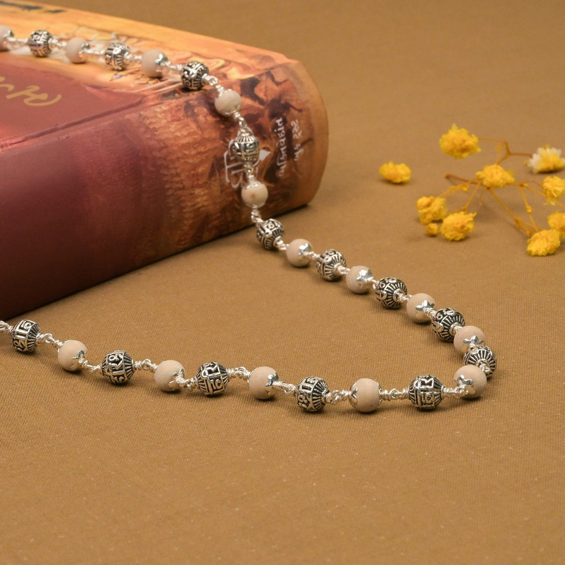 Tulsi With Shree Hari Silver Beads Mala