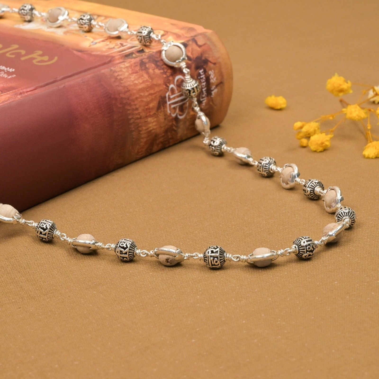 Tulsi Capping With Shree Hari Silver Beads Mala - Second Image