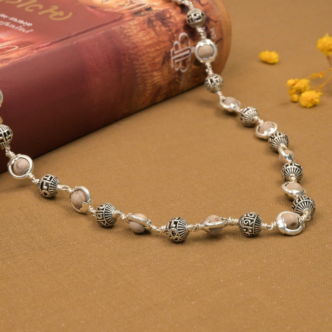 Tulsi Capping With Om Namah Shivay Silver Beads Mala