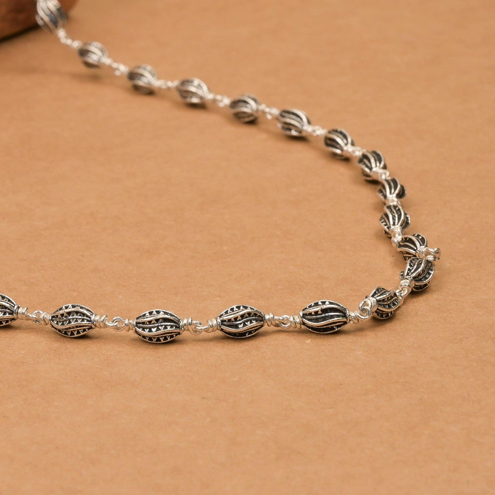 Marquise Beads Silver Mala