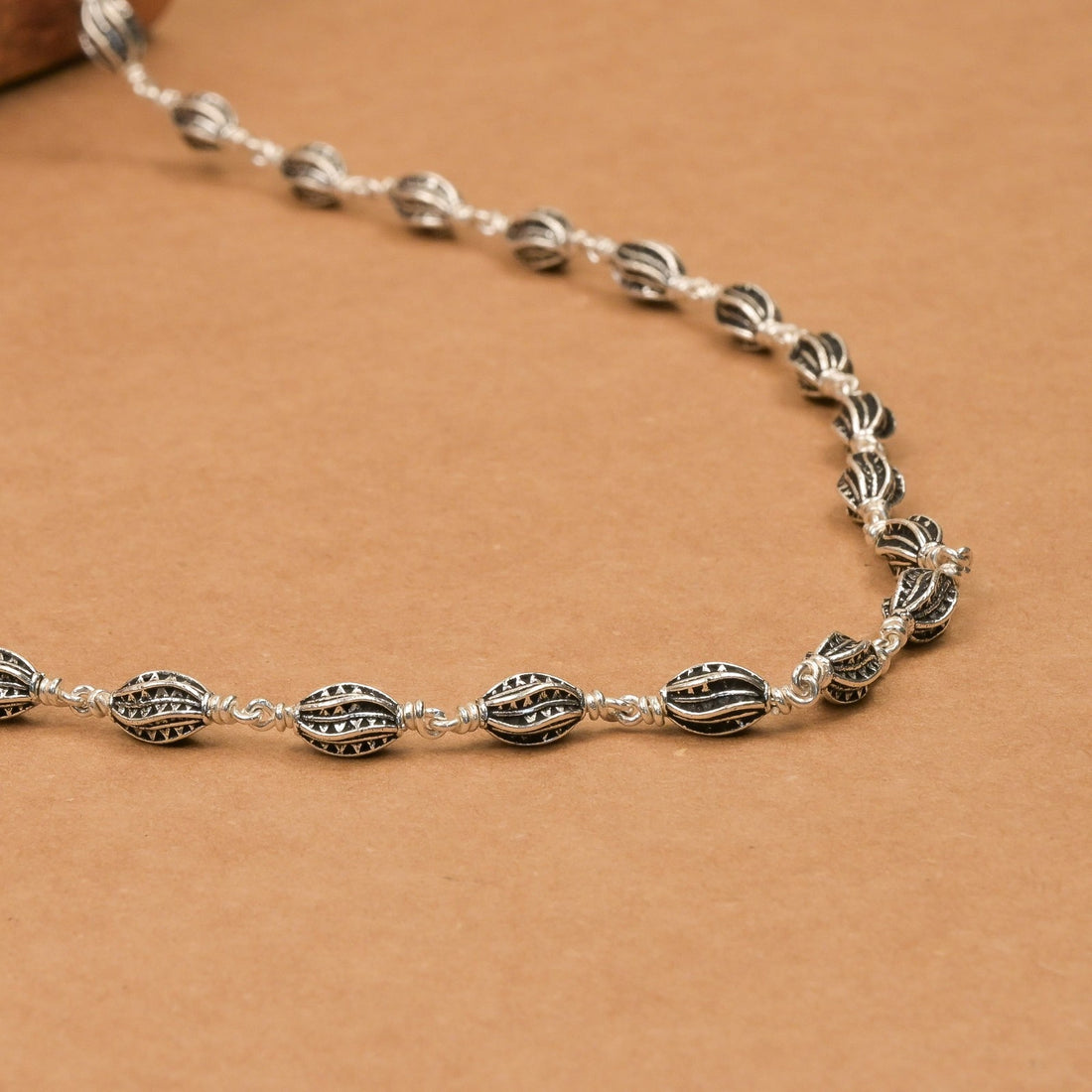 Marquise Beads Silver Mala