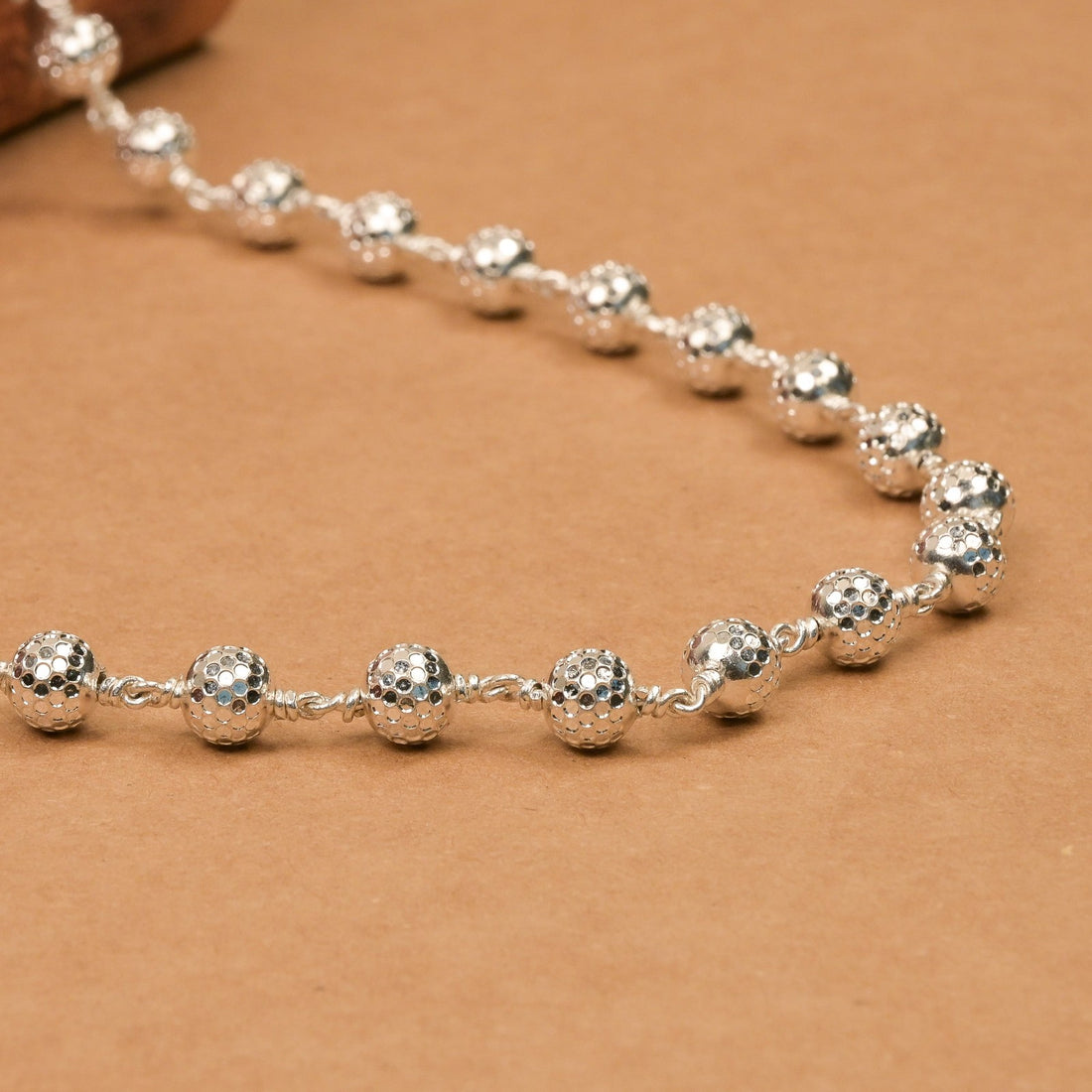 7-8 mm CNC Silver Beads Mala