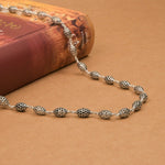 Perforated Oval Silver Beads Mala