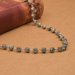 Hexagon Om Silver Beads Mala