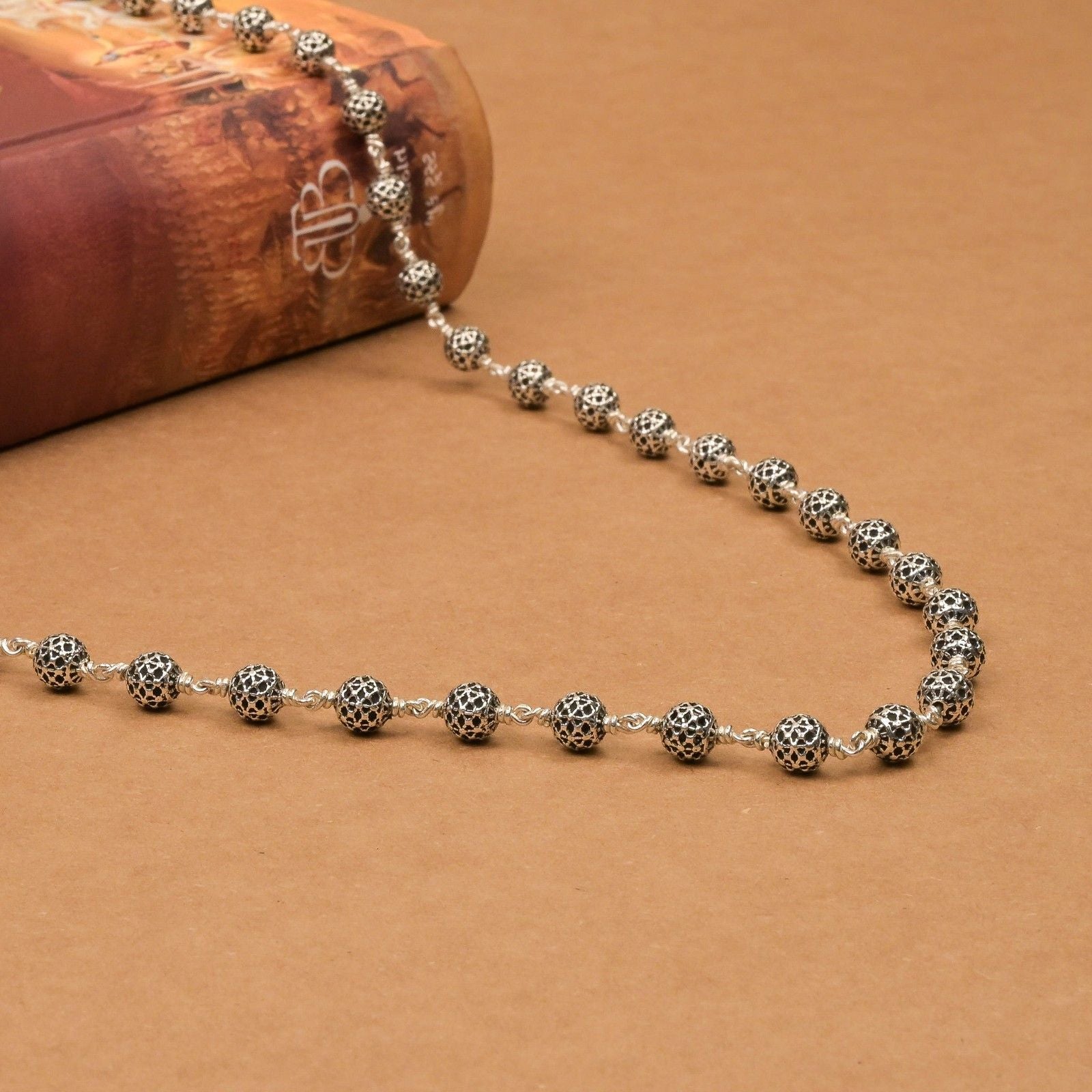 Round Silver Beads Mala