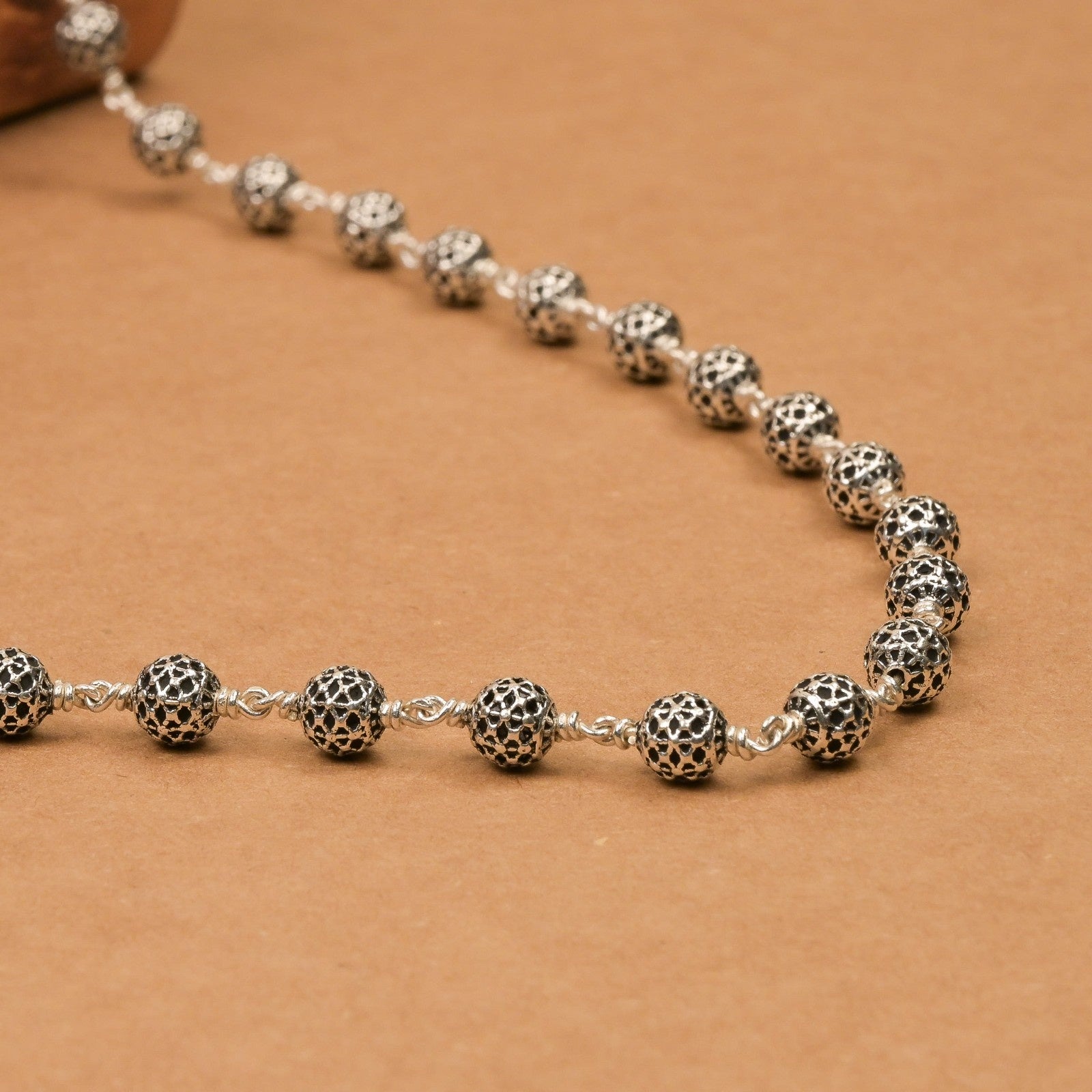 Round Silver Beads Mala