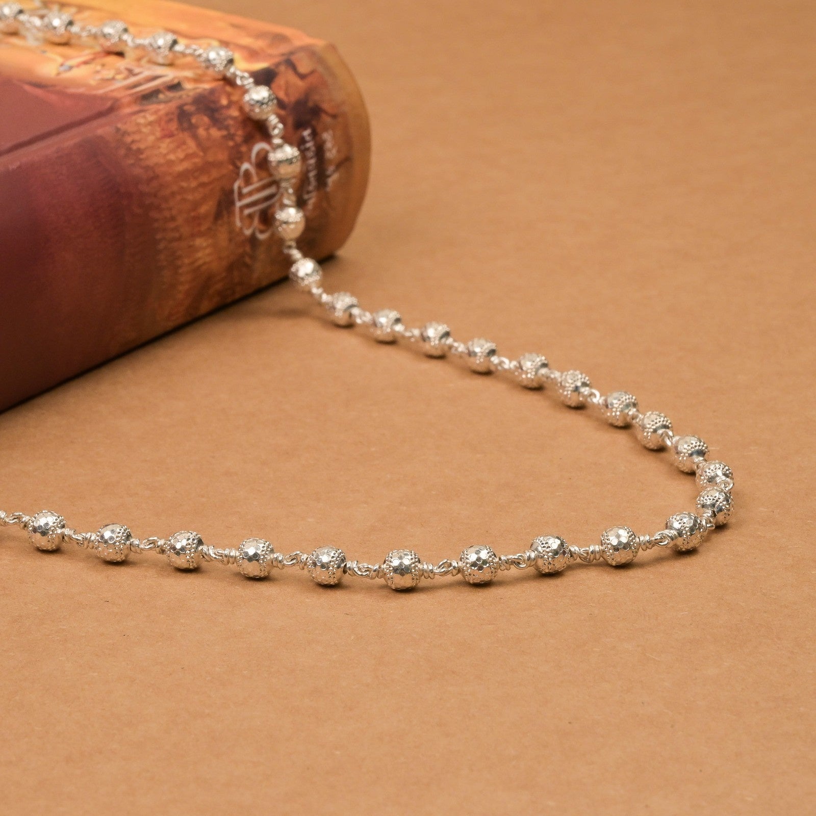 Diamond Cut Silver Mala (5–6 mm)