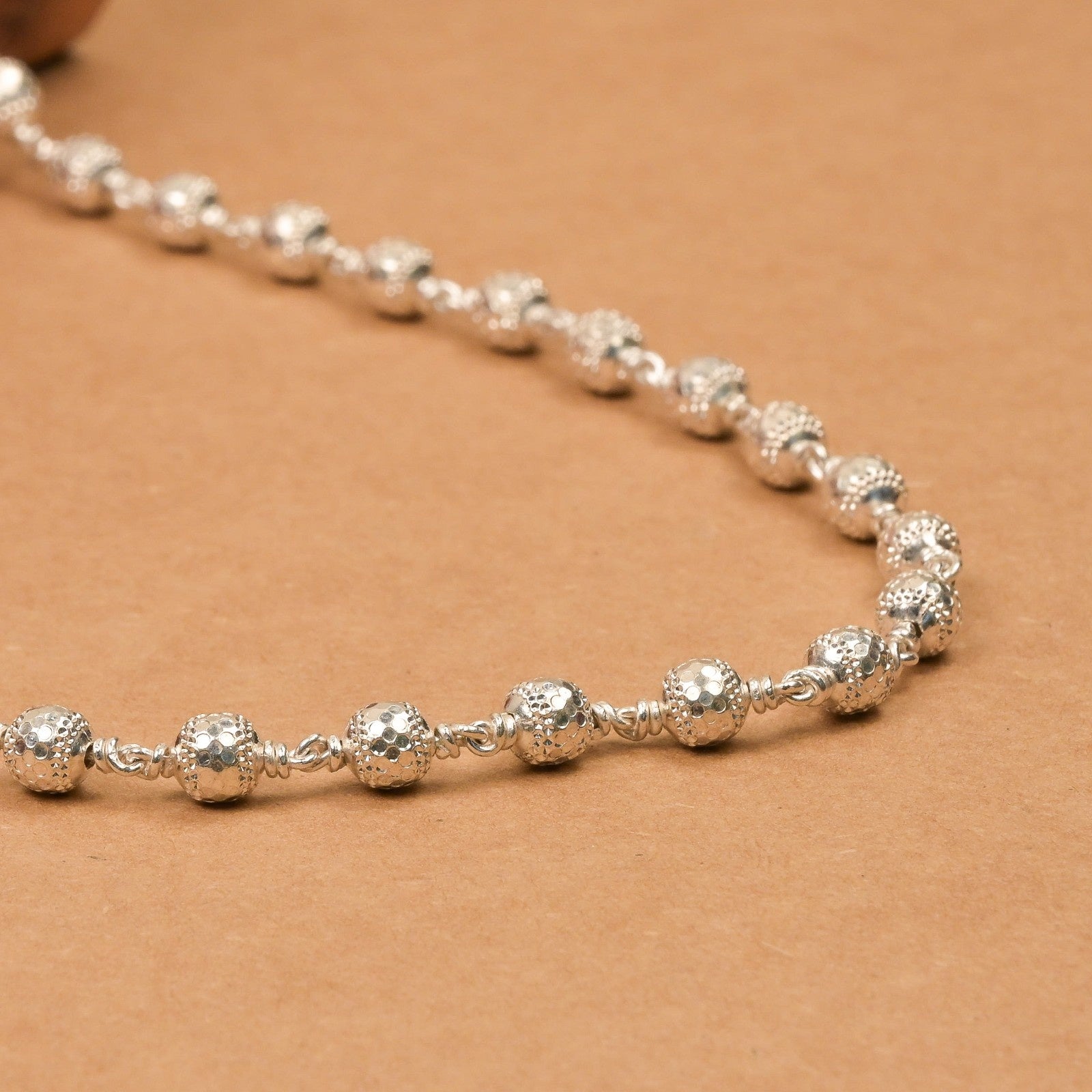 Diamond Cut Silver Mala (5–6 mm)