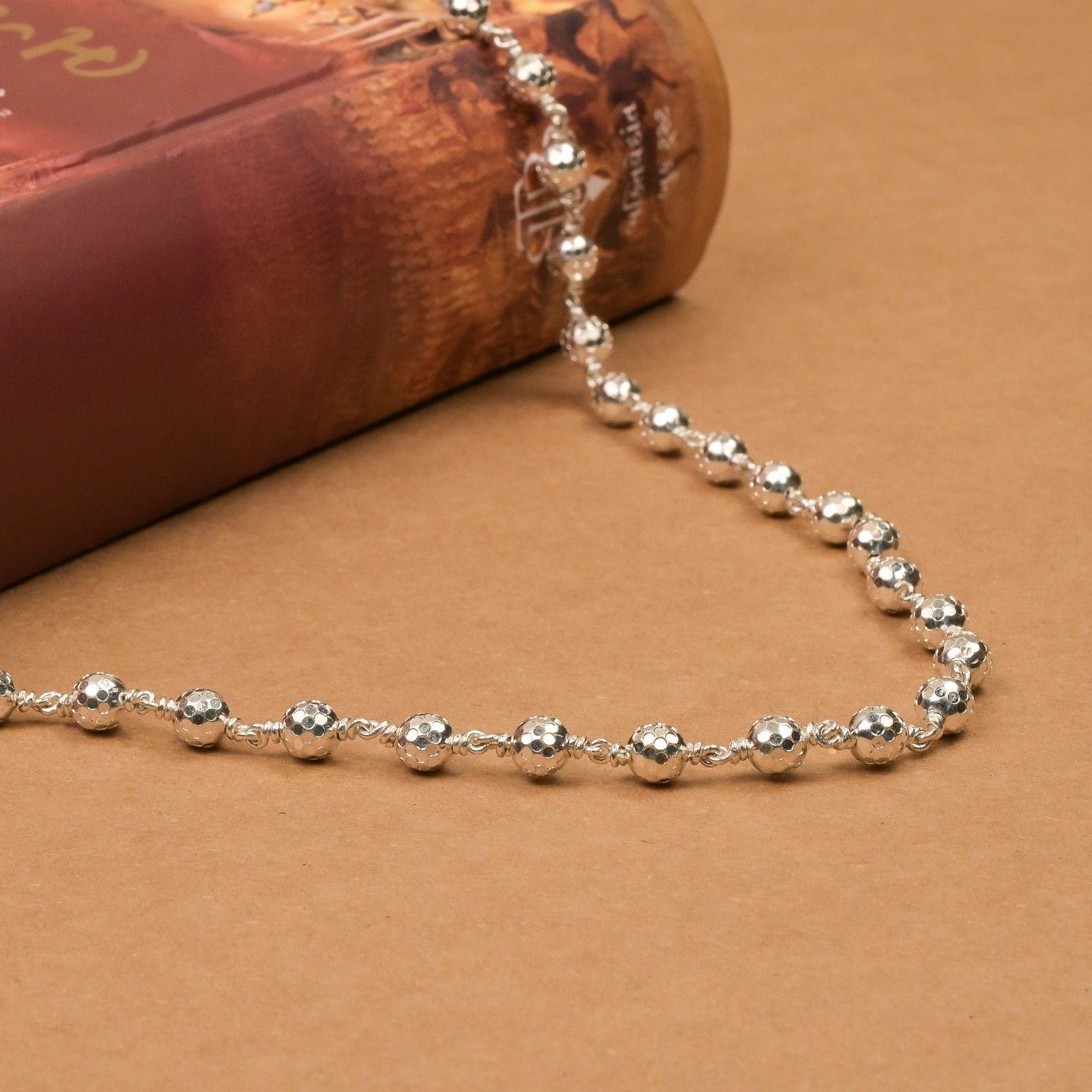 5–6 mm Diamond Cut CNC Sterling Silver Beads Mala