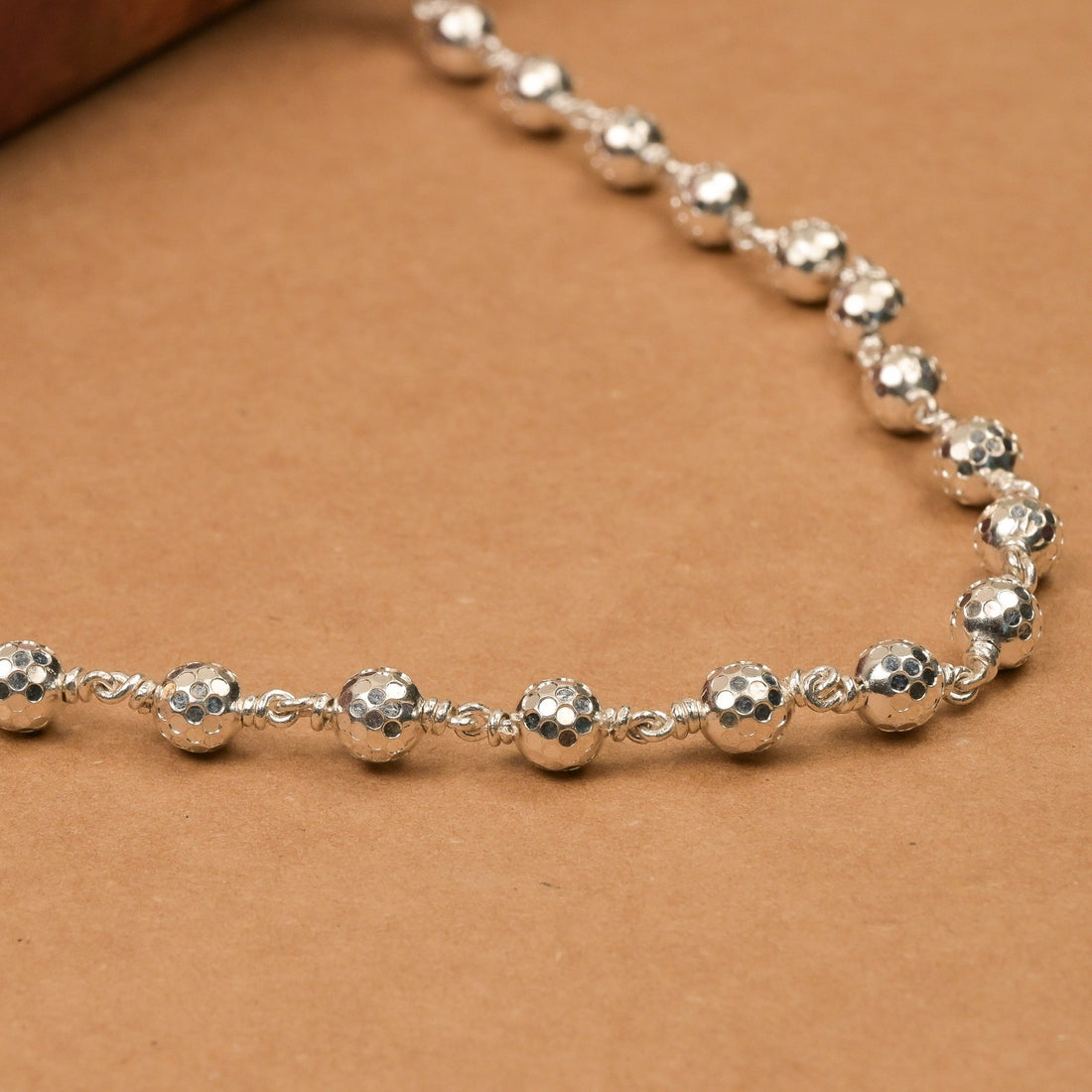 5–6 mm Diamond Cut CNC Sterling Silver Beads Mala