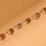 Rudraksha With Hollow Circular Silver Beads Bracelet