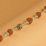 Rudraksha With Round Om Beads Silver Bracelet