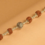 Rudraksha With Om Namah Shivay Beads Silver Bracelet