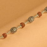 Rudraksha with Oval Om Silver Beads Bracelet