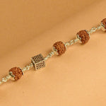 Rudraksha Bracelet with Silver Square Cylinder Bead