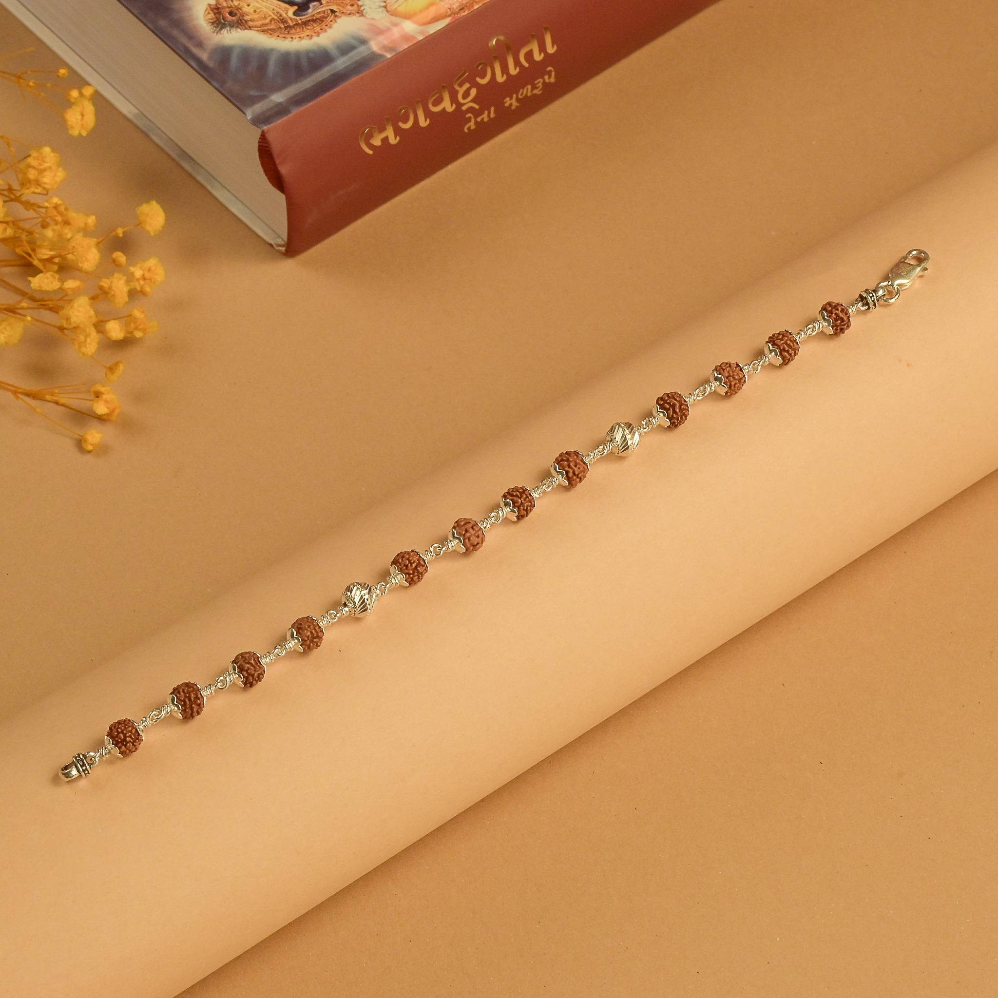 Rudraksha Bracelet with CNC Silver Bead