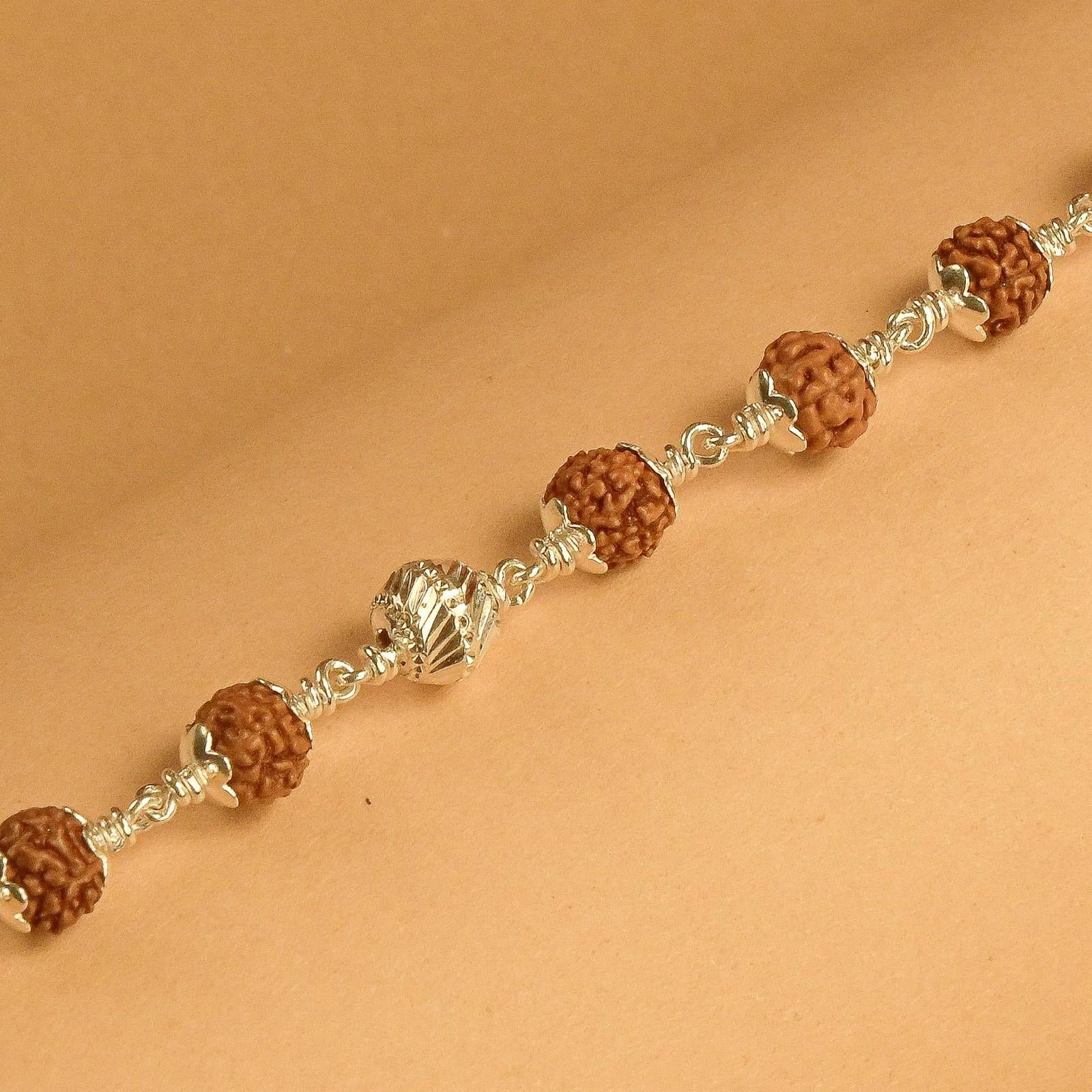 Rudraksha Bracelet with CNC Silver Bead