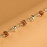 Rudraksha Bracelet with Textured CNC Silver Beads