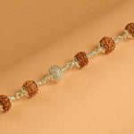 Rudraksha Bracelet with Textured CNC Silver Bead